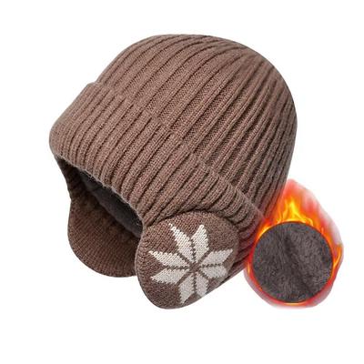 Cappello in Maglia con Paraorecchie [Uroi] per Sci Freddo, Foderato in Pile, Unisex, Foderato in Pile, Caldo, Spesso, Paraorecchie, Paraorecchie, Autunno/Inverno, Meteo,