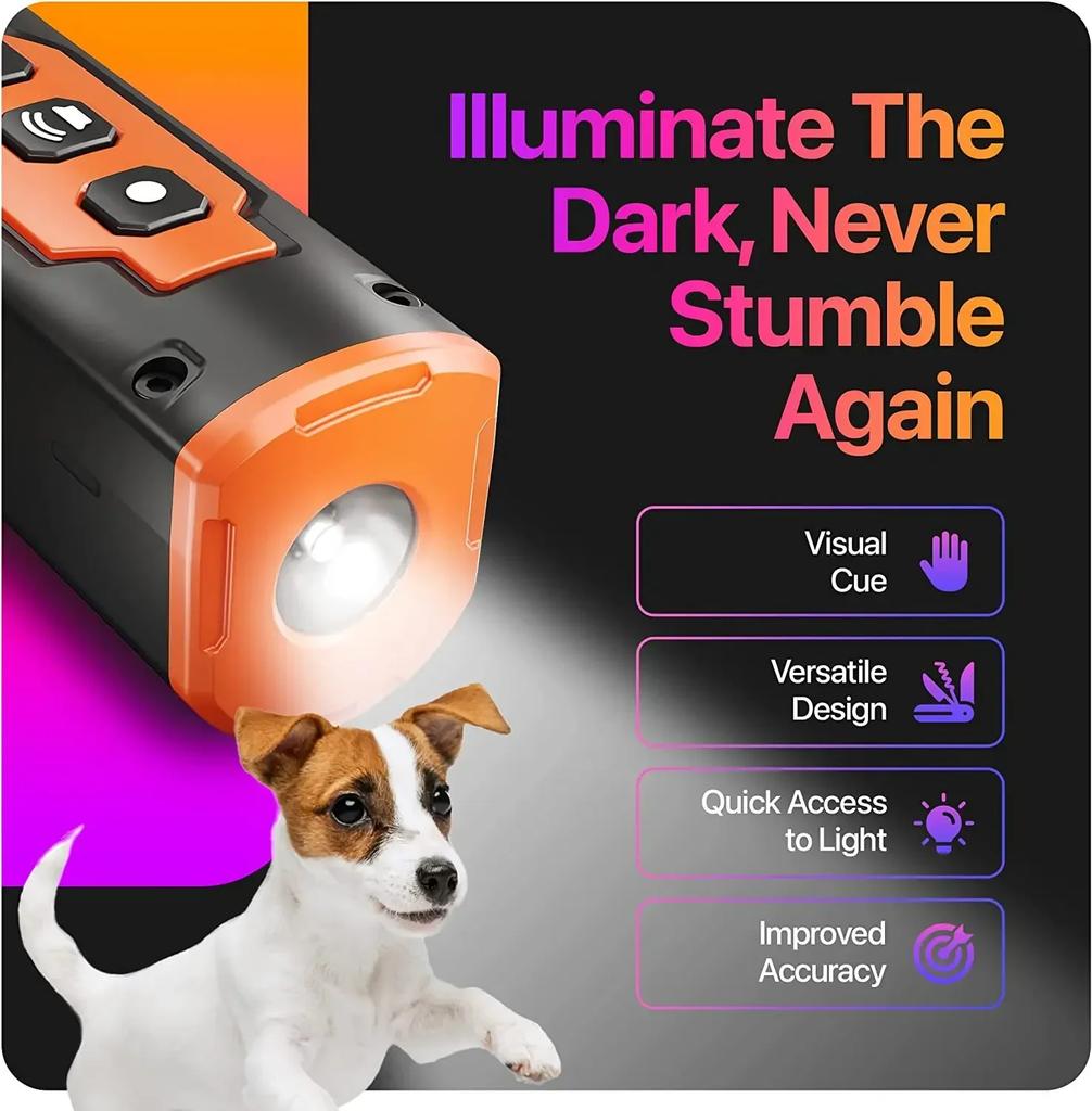 New Dog Driver with LED Flashlight Rechargeable Anti Barking Device Ultrasonic Three Head Barking Stopper Dog Training