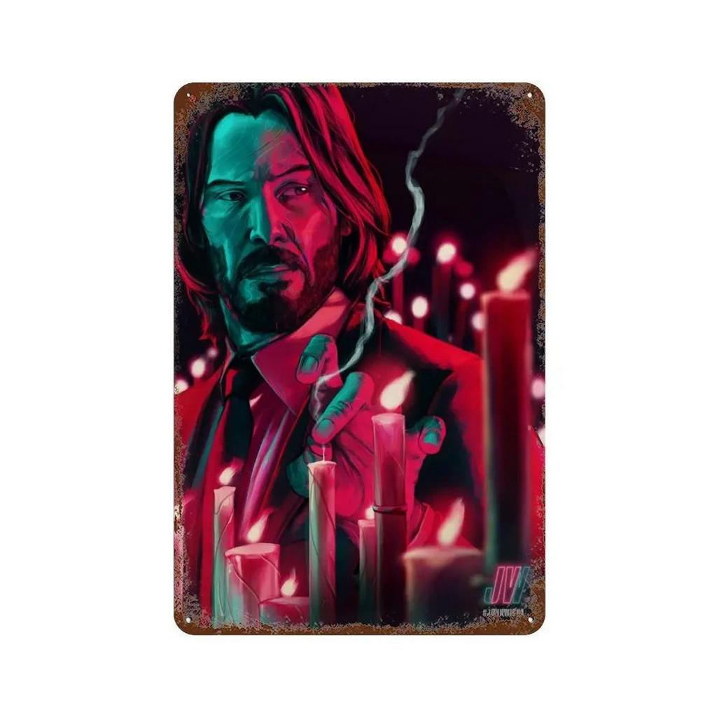John Wick Movie Series Metal Tin Sign Retro Keanu Reeves Iron Painting Wall Art Vintage Action Film Poster Decorative Plaque f