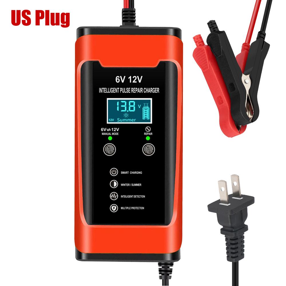 6A 12V Digital Chargers Car Battery Maintenance Smart Pulse Repair Storage Cell Lead Acid Batteries Chargers For Boat Motorcycle