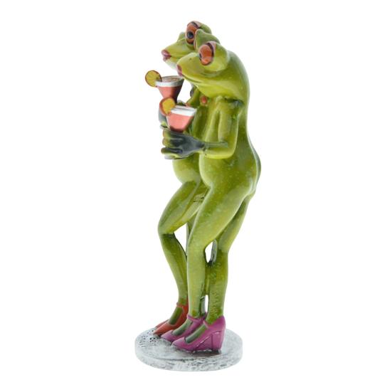 Waltzing Couple Frog Figurine Dancing Drinking Frog Statue Resin Animal Sculpture Home Office Indoor