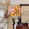 Vintage Burned Edge Rose Bouquet Artificial Flower Photography Prop