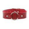 Unisex Round Ring PU Leather Choker, Harajuku Punk Adjustable Neck Collar