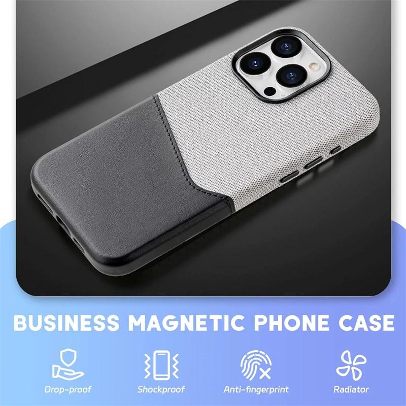 Microfiber Card Holder Leather Magnetic Case for Magsafe IPhone 16 15 14 13 12 Pro Max Plus 16Pro i16 i15 ProMax Mac Safe Cover