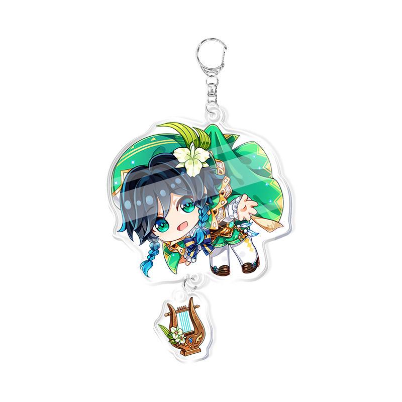 Game Genshin Impact Keychains Acrylic Model School Bag Jewelry Keychian Metal Holder Key Ring For Children Girl Men Accessories