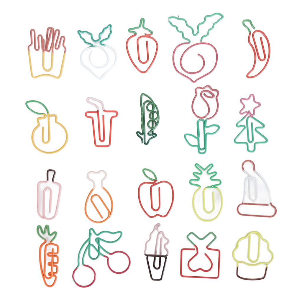 100PCS Set Marking Document Organizing Clip Multiple Cute Shapes Metal Paper Clip