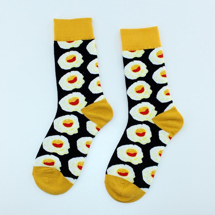 Chaussettes Femmes Drôles Mignonnes Dessin Animé Fruits Avocat Œuf Peinture à l'Huile Van Gogh Rayures Heureux Japonais Harajuku Chaussettes de Skateboard