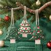 Flannel Christmas Decorations Tree Shaped Drawstring Gift Bags, Xmas Hanging Treat Sacks, Seasonal Home Decor Holiday Candy Small Storage Pouches for