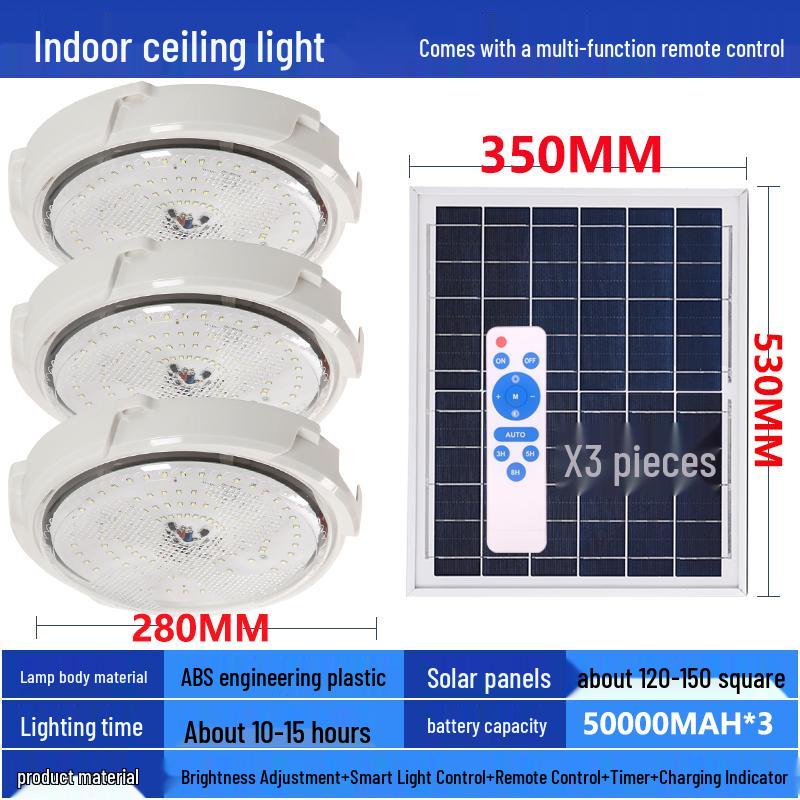 LED Solar Ceiling Light for Bedrooms, Living Rooms, Indoor and Courtyard Spaces - One-to-Two/Three/Four/Five/Seven Light Options