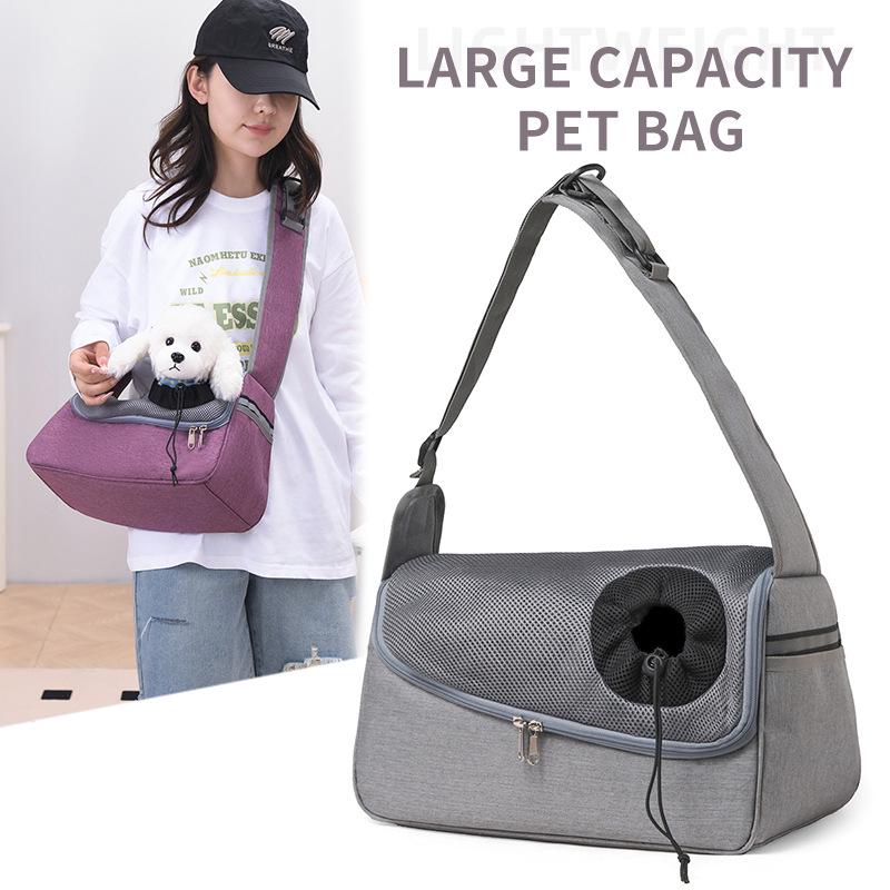 Ultralight Breathable Mesh Pet Crossbody Bag for Puppies and Kittens - Convenient and Comfortable Outing Bag.