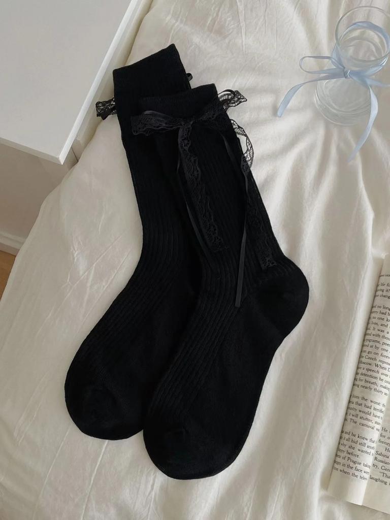 Dámské ponožky Krajka Mašlička Roztomilé Kawaii Sladké Jednoduché Módní Univerzální Středně vysoké ponožky Baletní styl JK Lolita Punčochy Dívka