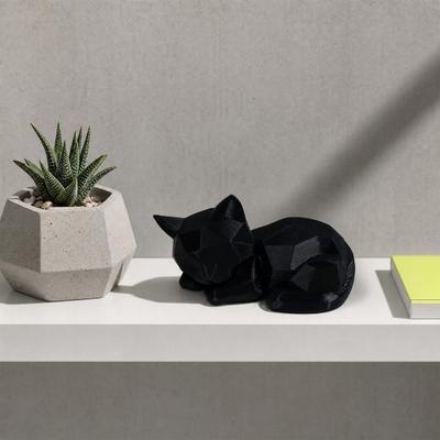 3D Printed Sleeping Cat Figurines, Geometric Cat Statue, Minimalist Cute Cat Art Crafts Decoration for Home Office Desktop Shelf