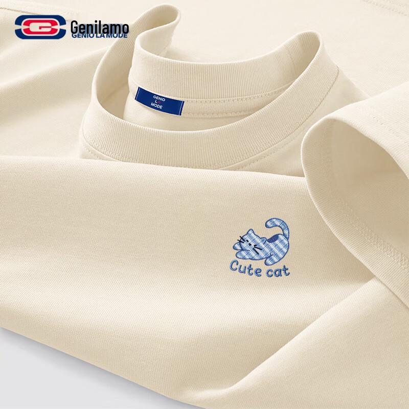 GENIOLAMODE Men s Cotton Short Sleeve Lazy Cat T-shirt 3XL