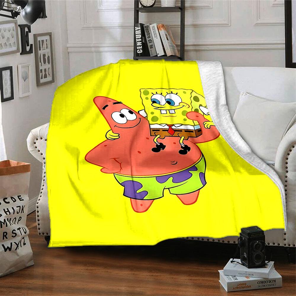 1pc Spongebob Squarepants Adventure Flannel Blanket,Ultra Soft Warm Plush Throw for Home Bedroom Bed Sofa Cover Camping Picnic Gift Y7243
