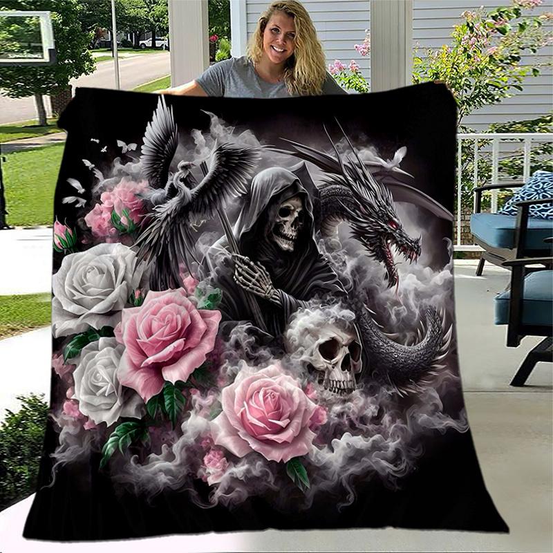 1pc Day of the Dead Blanket Soft and Warm Home Decor Gift for All Seasons Perfect for Couch, Living Room, Travel .K030
