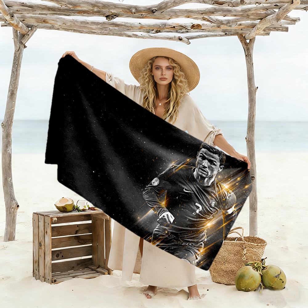 Golden Soccer Legend Beach Towel High Absorbency & Quick-Dry Comfortable Lightweight
