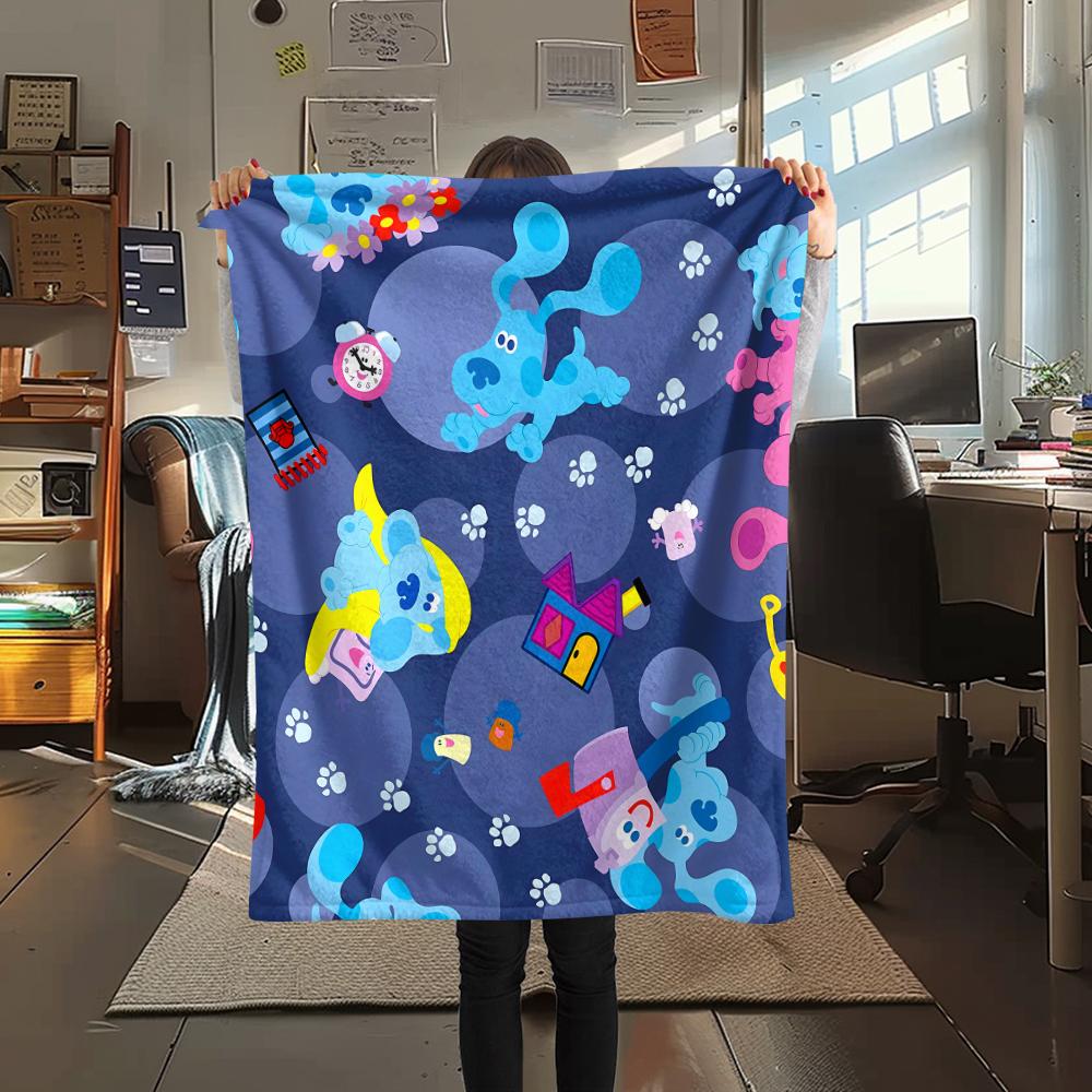 1 Manta de Franela con Estampado de Blue's Clues, Alta Calidad para Todas las Estaciones, Decoración del Hogar, Calidez y Comodidad, Perfecta para Regalos de Navidad