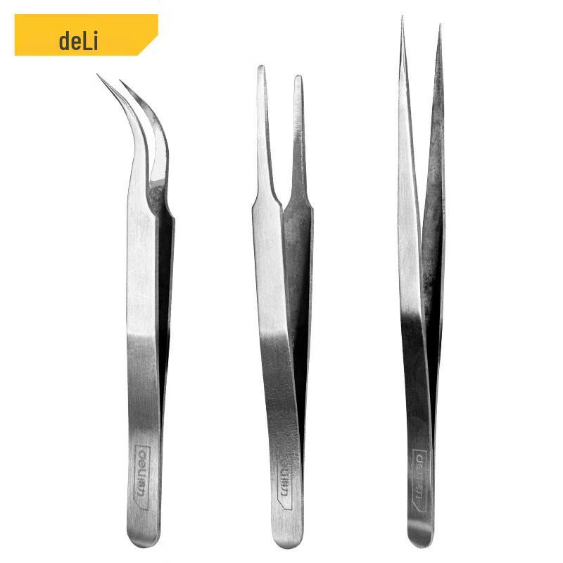 Deli 3-Piece Stainless Steel Tweezers Set