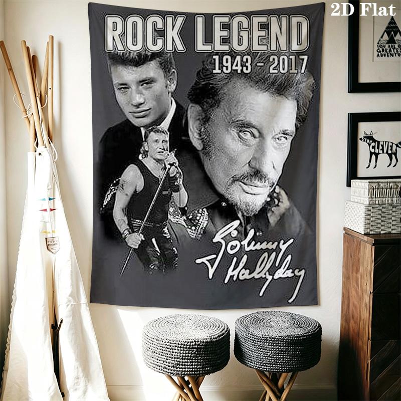 Johnny Hallyday Rock Legend Remembered Tapestry Background Cloth Fashion Print Christmas Gift Work Of Art Background Wall Hanging Cloth