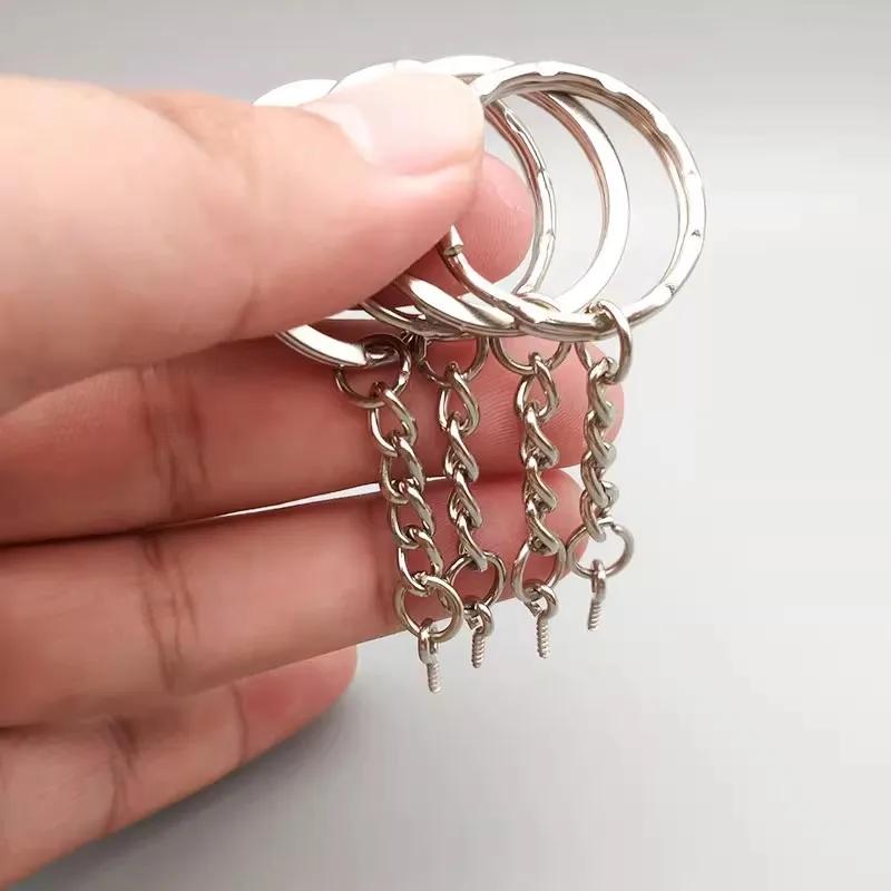50-1000pcs Metal Blank Keyring Keychain Split Rings Keyfob Keyring Lobster Clasp Keychain Key Pendant Ring Stainless Steel Rings