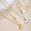 Stainless Steel A-Z Letter Necklace Animal Horse Initials Heart-shaped Pendant Necklace Party Jewelry