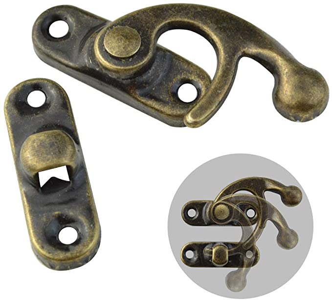 80Pcs Retro Small Box Hinges And 40 Sets Antique Right Latch Hook Hasp For Wood Jewelry Box Cabinet Decoration
