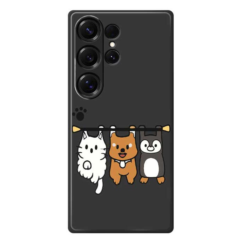 For Samsung Galaxy S25 Ultra Case Three Animal Dolls Pattern Printing Straight Edge TPU Phone Back Cover