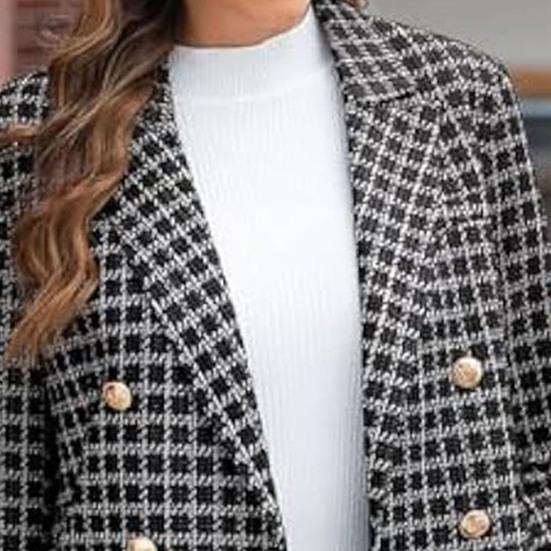 Damen Anzugmantel Revers Langarm Zweireihig Businessjacke mit Pattentaschen