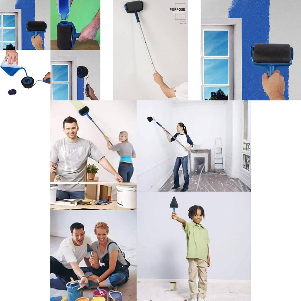 Versatile Round Roller Brush Kit Ideal For Home Renovation With Extendable Handle For Precision