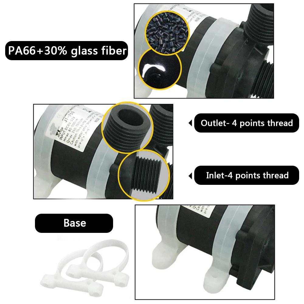 

Silent 4 Points Threaded Water Heater Shower Floor Heating Booster Pump Brushless Solar Motor Water Pump DC 12V 24V IP68 US Plug 12V 5M Water Pump