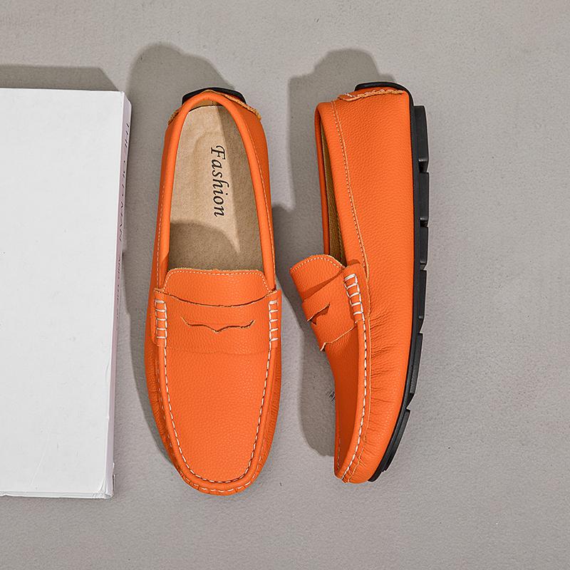 Fashion Simple Man Casual Shoes Elegantes Mens Loafers Genuine Leather Moccasins Handmade Comfy Slip On Flats Classic Male Driving Shoes