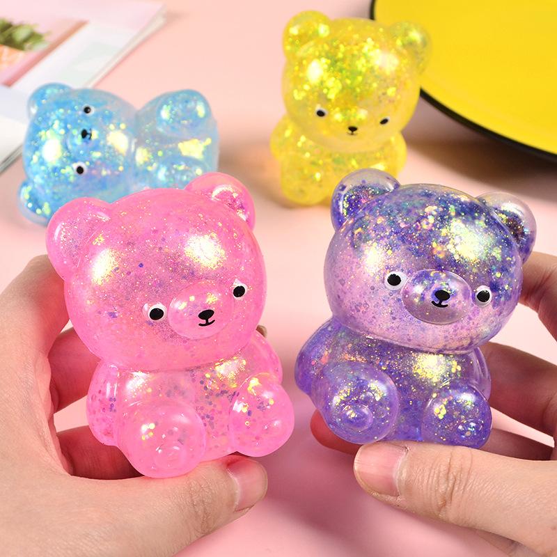 Festive Glitter Gummy Bear Squishy, Cute Animal Squeeze Toy, Soft Anti-Stress Vent Decompression for Holiday Gifts