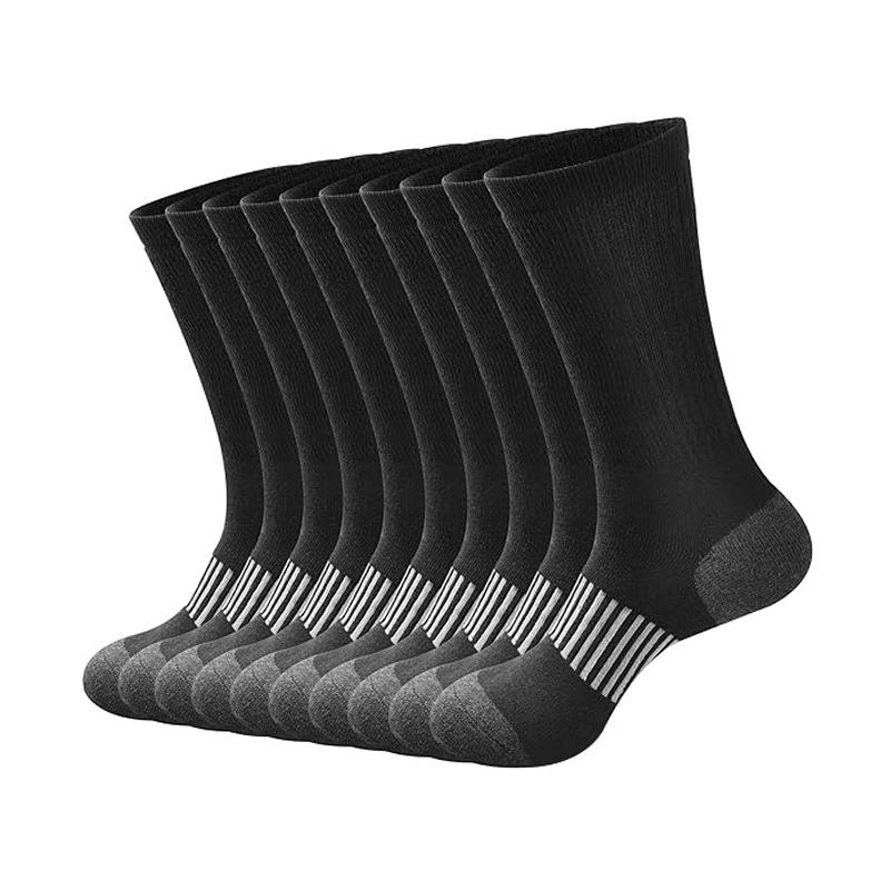 6 Pairs Men Basketball Sports Socks Fashionable Black White Color Sweat Absorbing Breathable Comfortable Leisure Running Socks