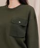 Ellamo Terry Basic Plain Square Pocket Oversized Sweatshirt [Khaki]