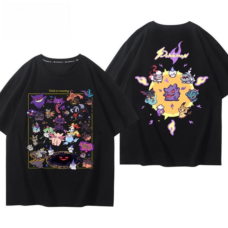 Pokémon Gengar Printing Tee 100 Cotton Tshirt Mens 2026 Summer Fashion Oversize Street Casual Y2K Tops Streetwear Clothing