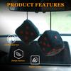 Ziciner Pair Fuzzy Plush Dice for Car Mirror 3" Retro Square Dice Heart Shape