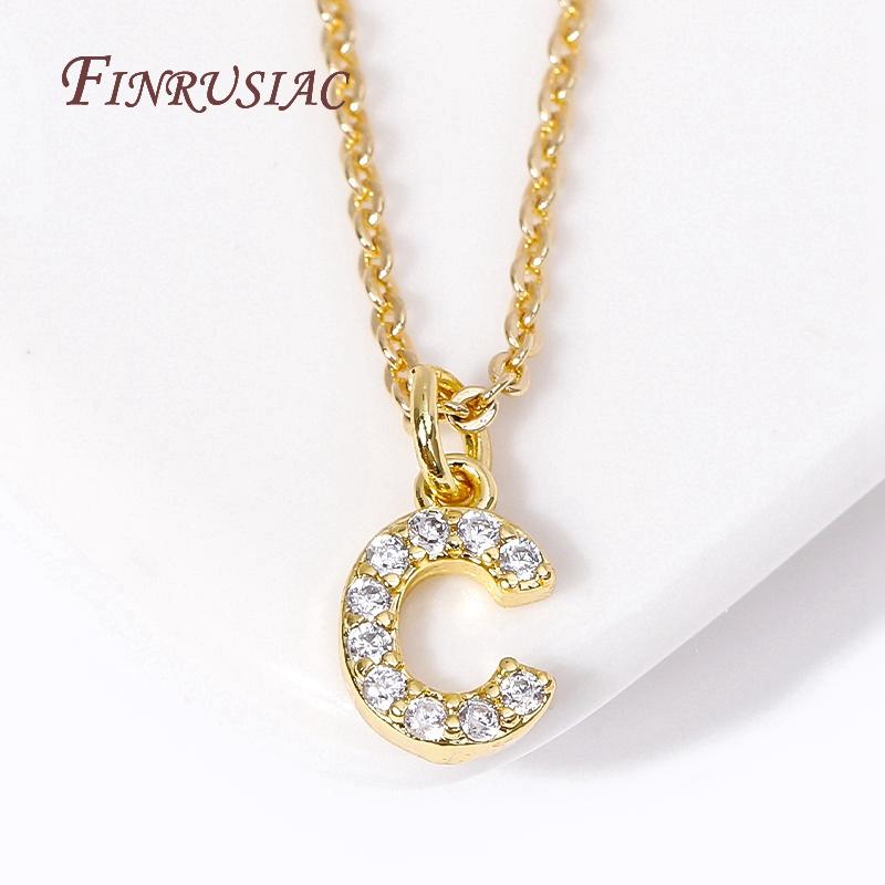 Classic A-Z Initial Letter Pendant Necklace Female 18K Gold Plated Simple Choker Neck Chain Woman Necklaces Jewelry Gifts