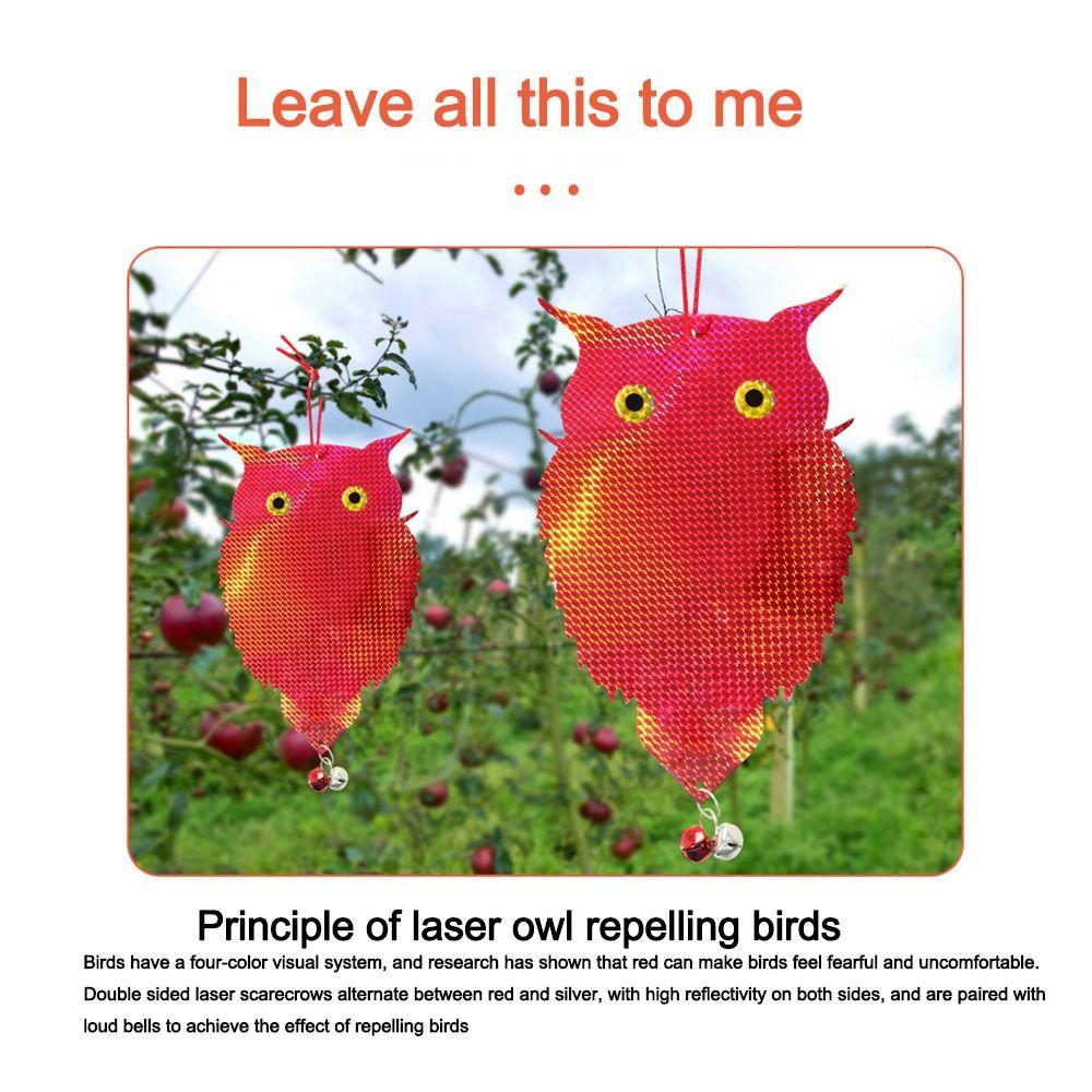 Hanging Bird Repel Scare Devices Pest Control Waterproof Fat Owl Bird Repellent Double-Sided Reflective With Bell