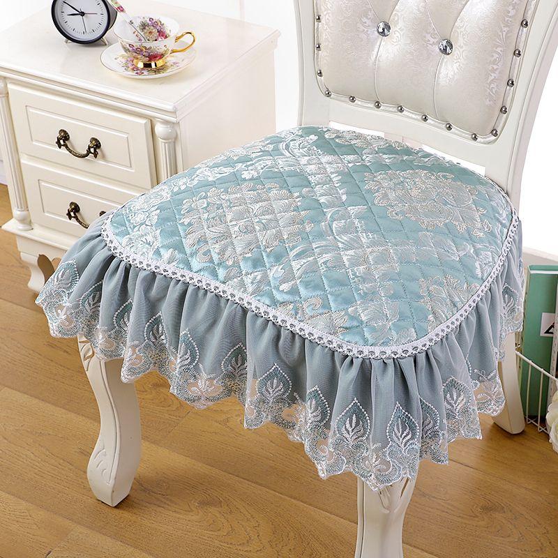 2pcs European Royal Luxury Lace Chair Cover Cushion Stool Seating Washer Mats Seat Cushions Dining Chair Case Pad Home Decor