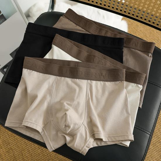 4Pcs Men Boxer Underwear Elastic Mid-Waist Design Breathable Fabric Shorts Briefs Letter Print U-Convex Panties Daily Wear