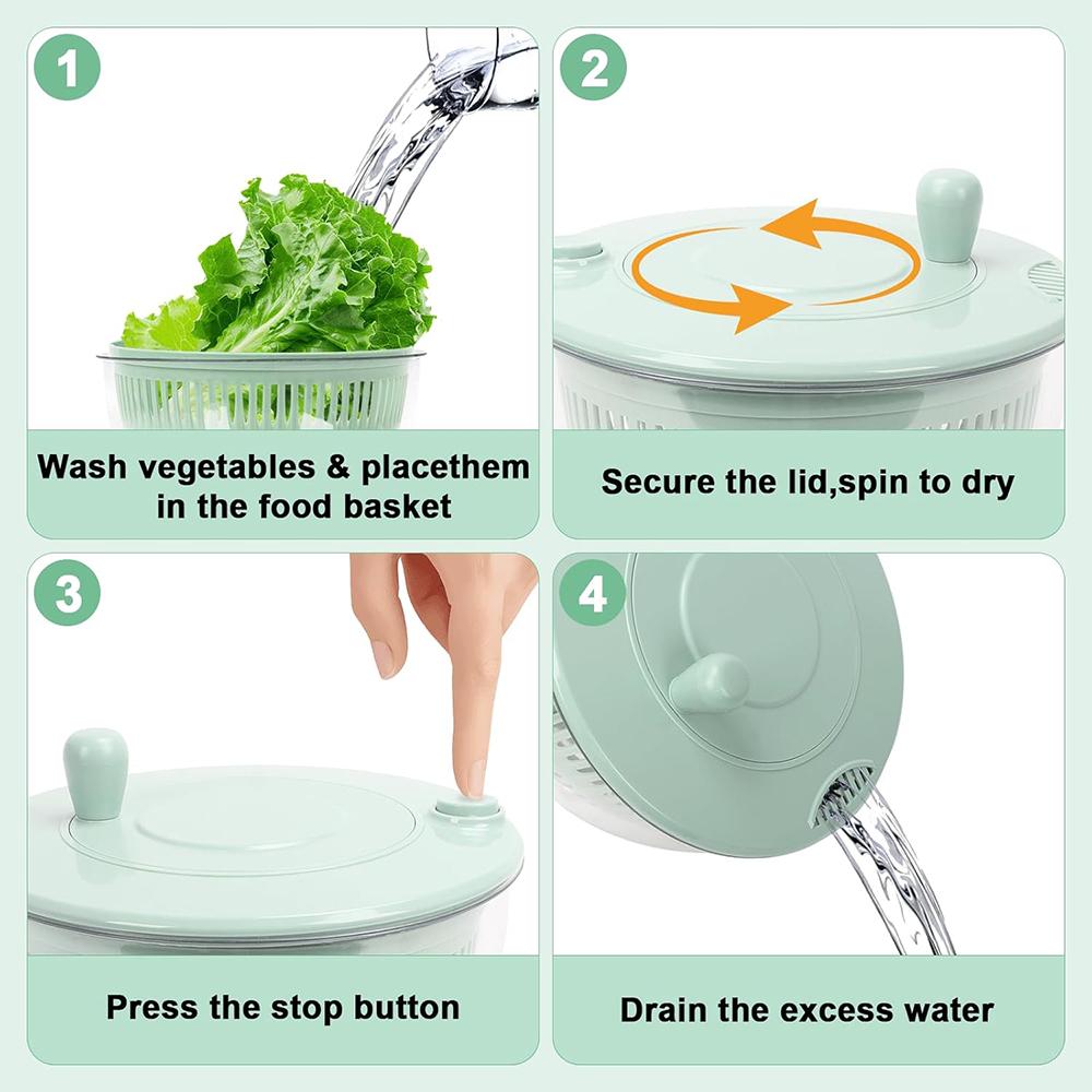 LMETJMA 6 In 1 Salad Spinner Large Salad Spinner Vegetable Washer with Vegetable Chopper Multi-Use Lettuce Spinner Salad Dryer