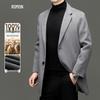Romon Men's 100% Wool Mid-Length Suit Collar Coat
