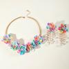Colorful Three-dimensional Flower Short Necklace Collarbone Chain Earrings For Women