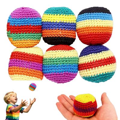 Ensemble de sacs à pied tricotés à la main, Boules de jonglage colorées au crochet pour enfants et adultes, Sacs de sable souples pour l'équilibre et la coordination, Jouet de jeu d'extérieur