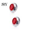Stainless Steel Earrings 1 Pair Ear Studs Non-Piercing Magnetic Round Men Colored Rhinestone Embedded Women Fashion Jewelry Stud