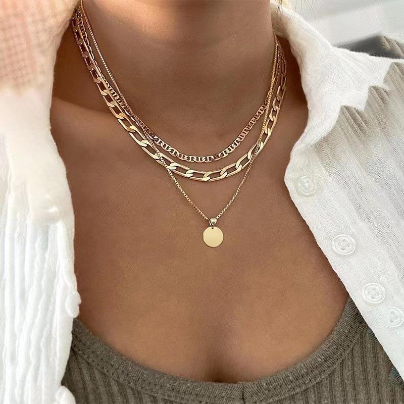 Accessories Fashion Light Luxury Pendant Necklace Niche Personality Stacked Multi-layer Chain Women