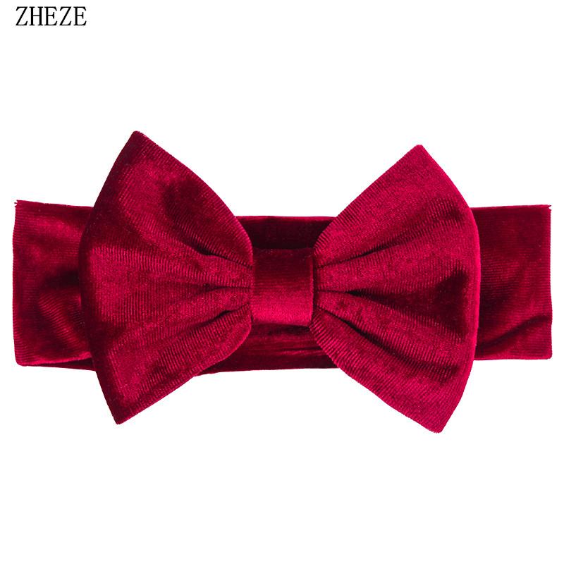 Baby Soft 5" Hair Bow Headband Kids Girls Velvet Headwrap Turband Toddler Photo Pro DIY Hair Accessories