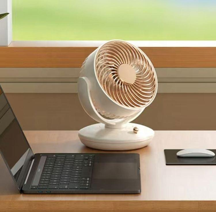 Studio Apartment Elegant Gold Rim Mini Table Fan Quiet Operation Adjustable Tilt Air Circulator Handheld Mini Fan