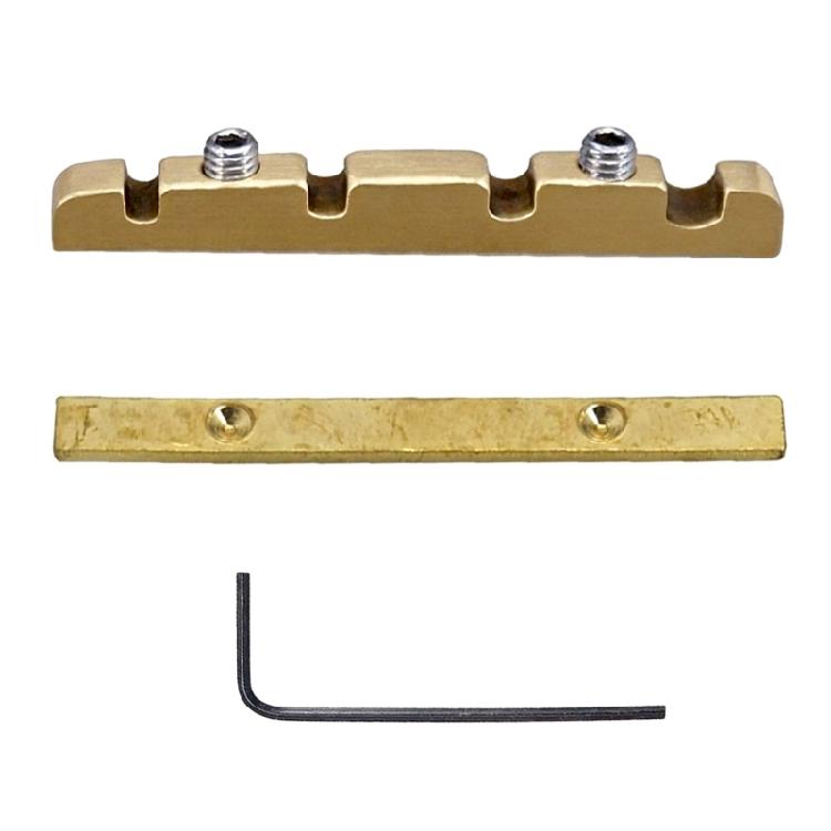 Electric Bass Guitar Brass Nut 38mm Length Roller Grooves String Spacing Adjustable Height Set
