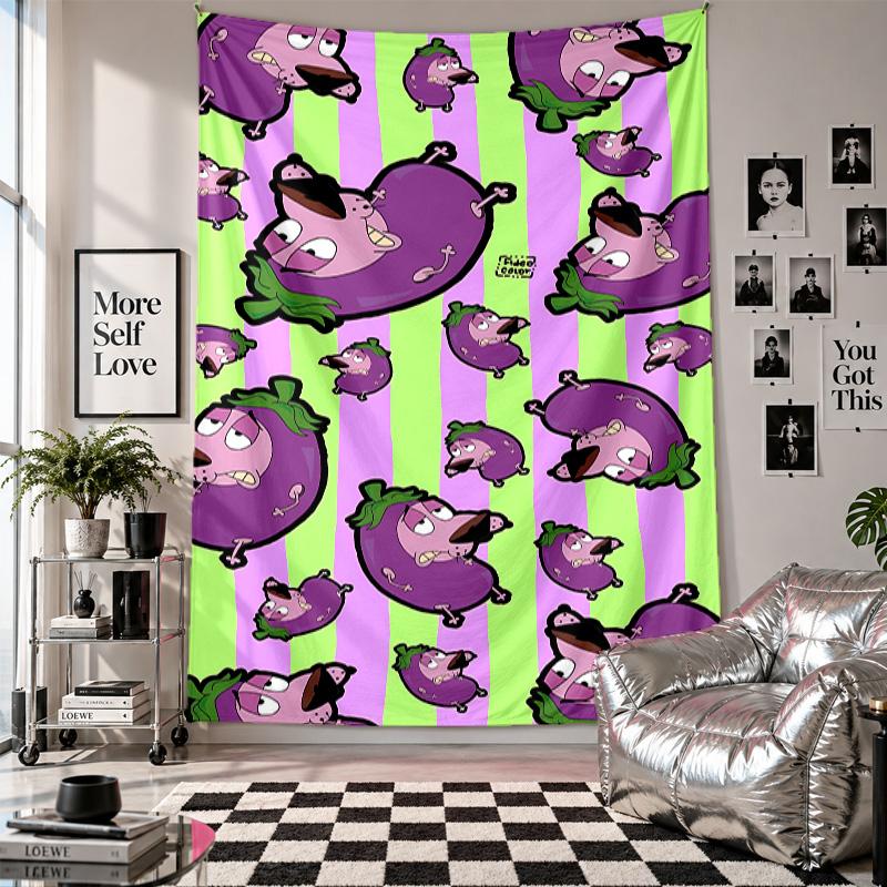 Wall TapestryCourage The Cowardly Dog Art Hanging Cloth Decorative Background Cover for Room Decoration